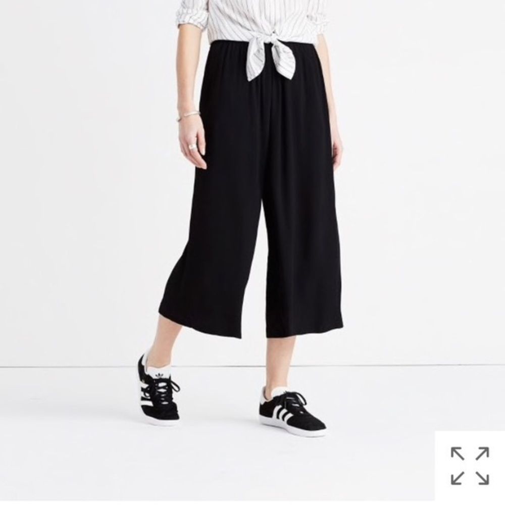 Madewell Black Huston Pull On Crop Pants Viscose